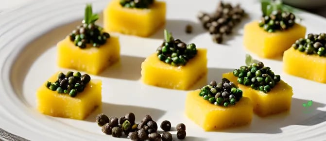 Canapés de Painço com Caviar de Lentilhas