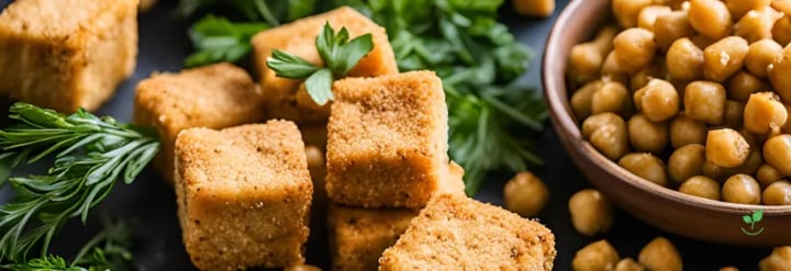 Tofu de Grão-de-Bico Empanado